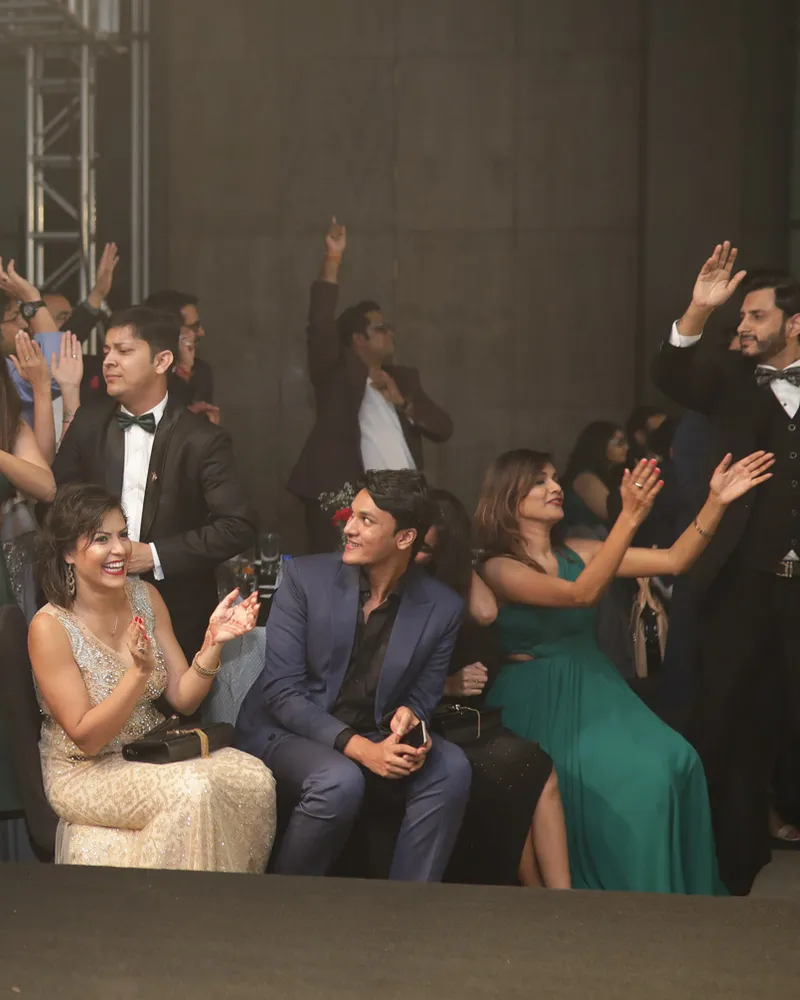 The front row cheering during the gala evening