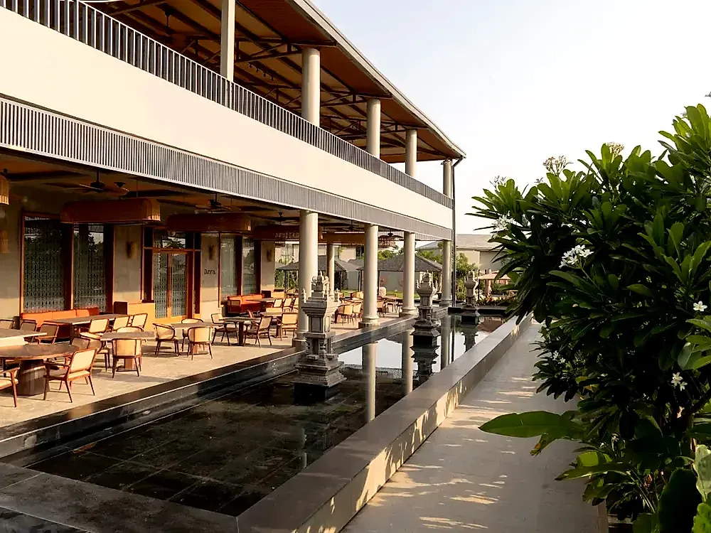 Poolside dining deck at Arth Resort